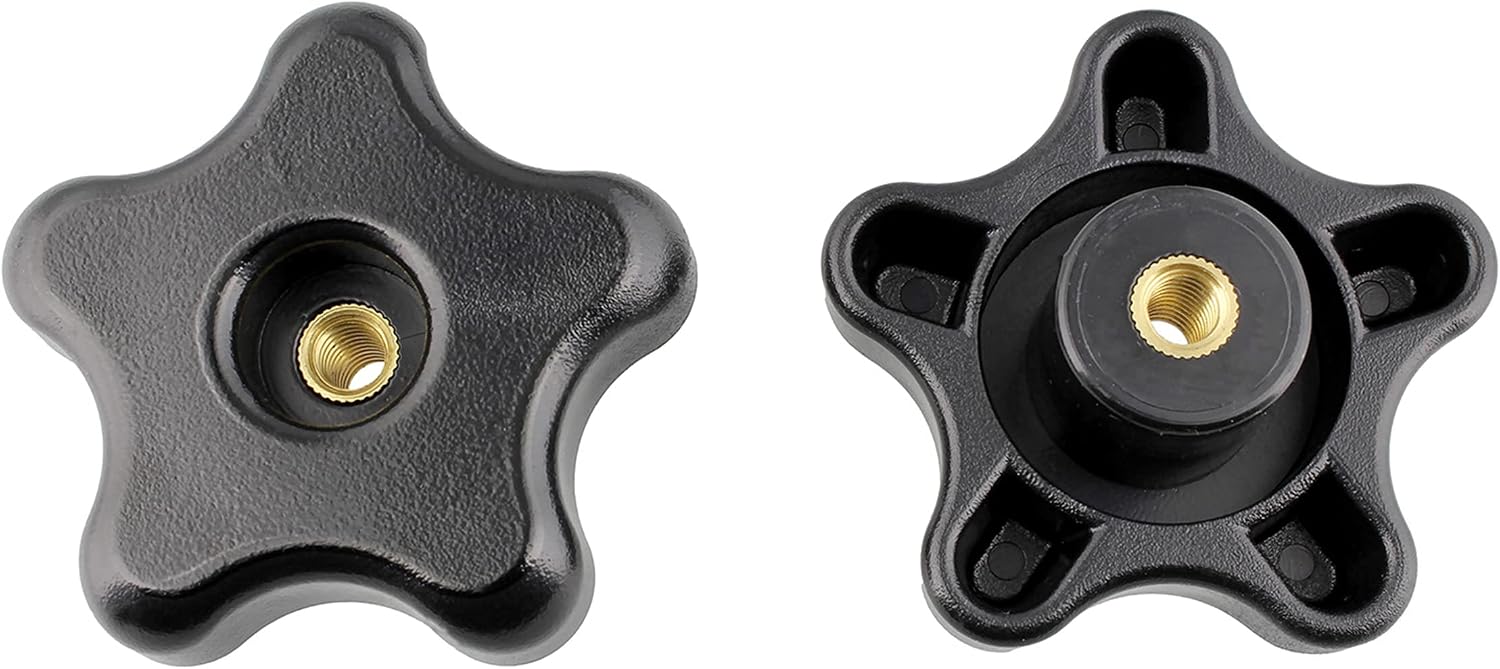 DCT 5 Star Knobs 5-Pack 1/4in-20 Internal Threaded Knob Clamping Knob Jig Knobs – T Knob Plastic Knobs, Threaded Knobs