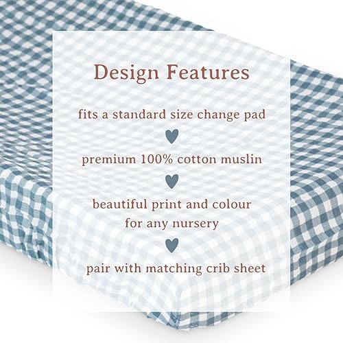 Miniatura 4 de Lulujo Funda para cambiador de muselina  Funda ajustada para cambiador para niños y niñas, 32 x 17 pulgadas, 1 paquete (azul marino)