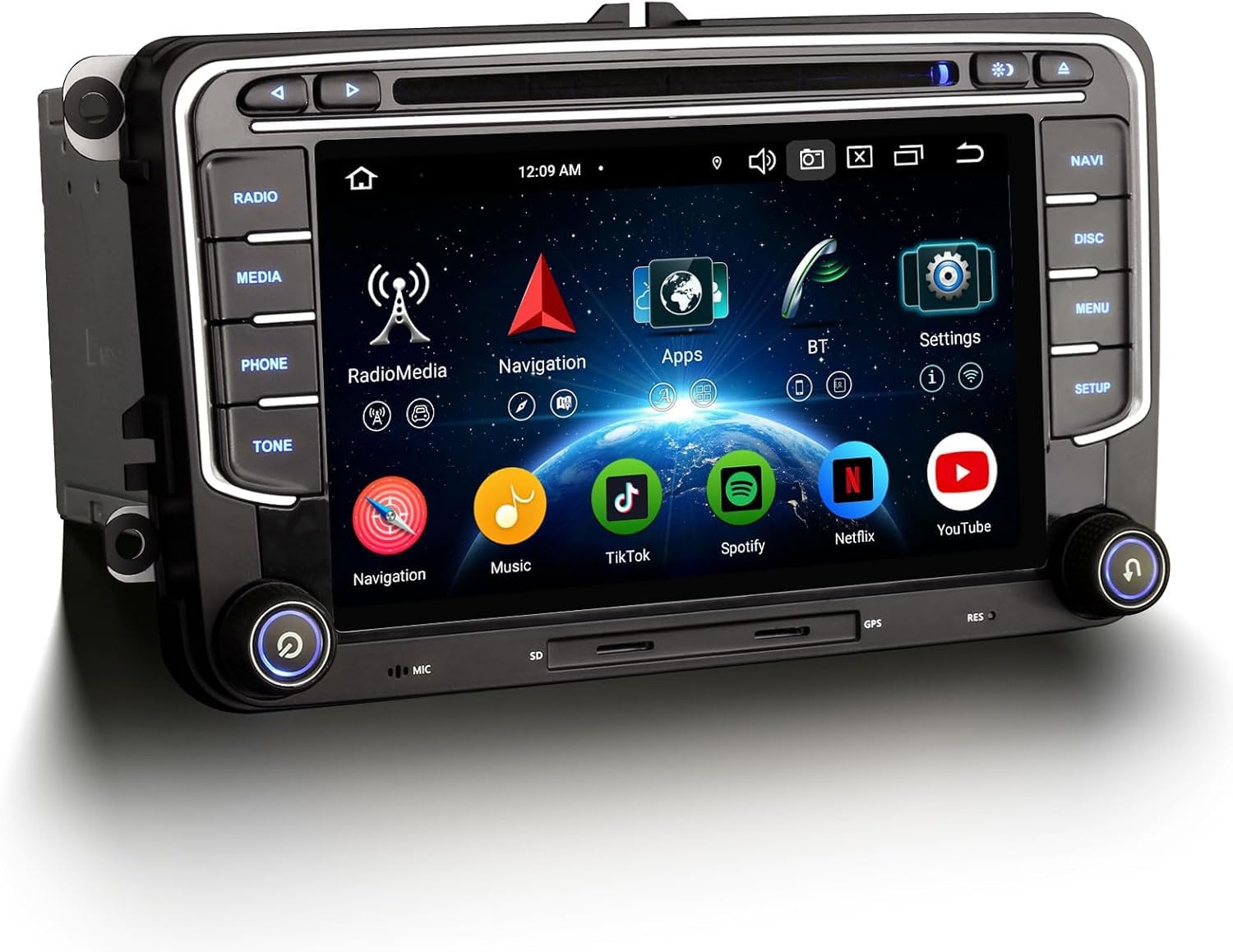 8GO+128GO 8-Core Android 16 Autoradio Bluetooth pour VW T5 Caddy Sharan Polo 6R Tiguan Golf 5 6 Passat, 7" 2DIN DVD Radio IPS Écran Tactile GPS sans Fil CarPlay Android Auto Dab+ FM DSP WiFi 4G Canbus