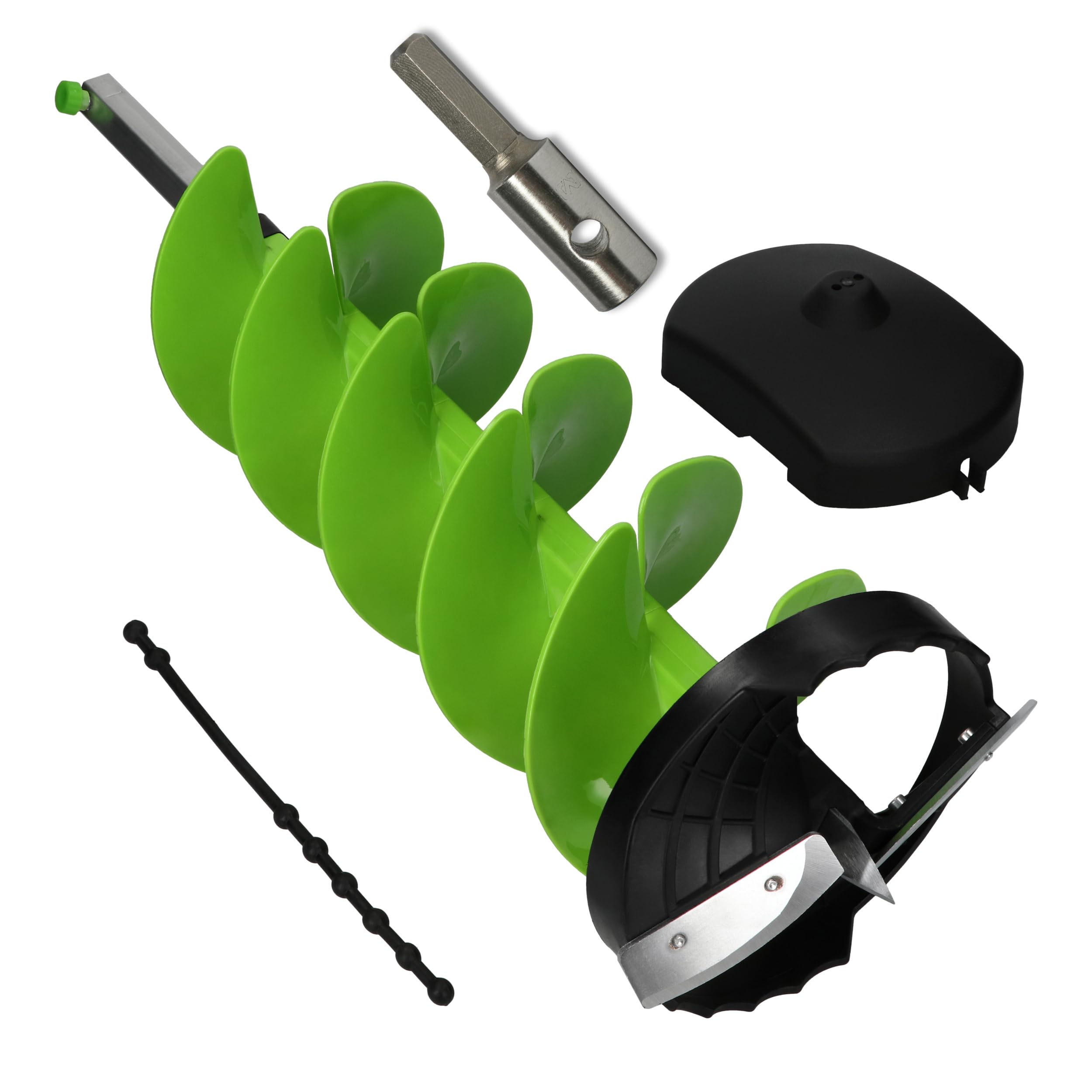 WERHE Eisbohrer – 200 × 800 mm – schnelles Bohren für Eisangeln – Hartmetallklingen, HEX-Adapter 10 mm, Klingenschutz – leichte Konstruktion aus Nylon und Aluminium