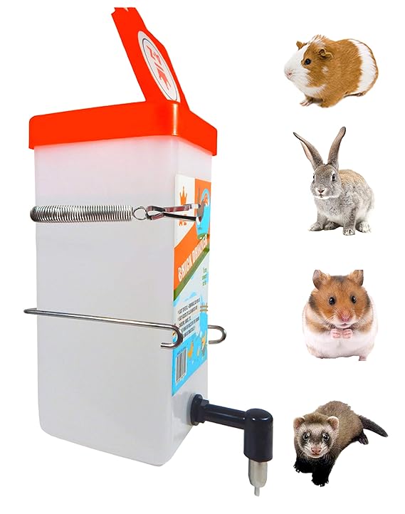 Small Animal Water Bottle. Non-Drip Waterer for Small Pet, Guinea Pig, Bunny, Hamster, Ferret, Rabbit, Mouse, no Leak no Mess Hanging Mount Drinker, BPA Free. (32 Oz).