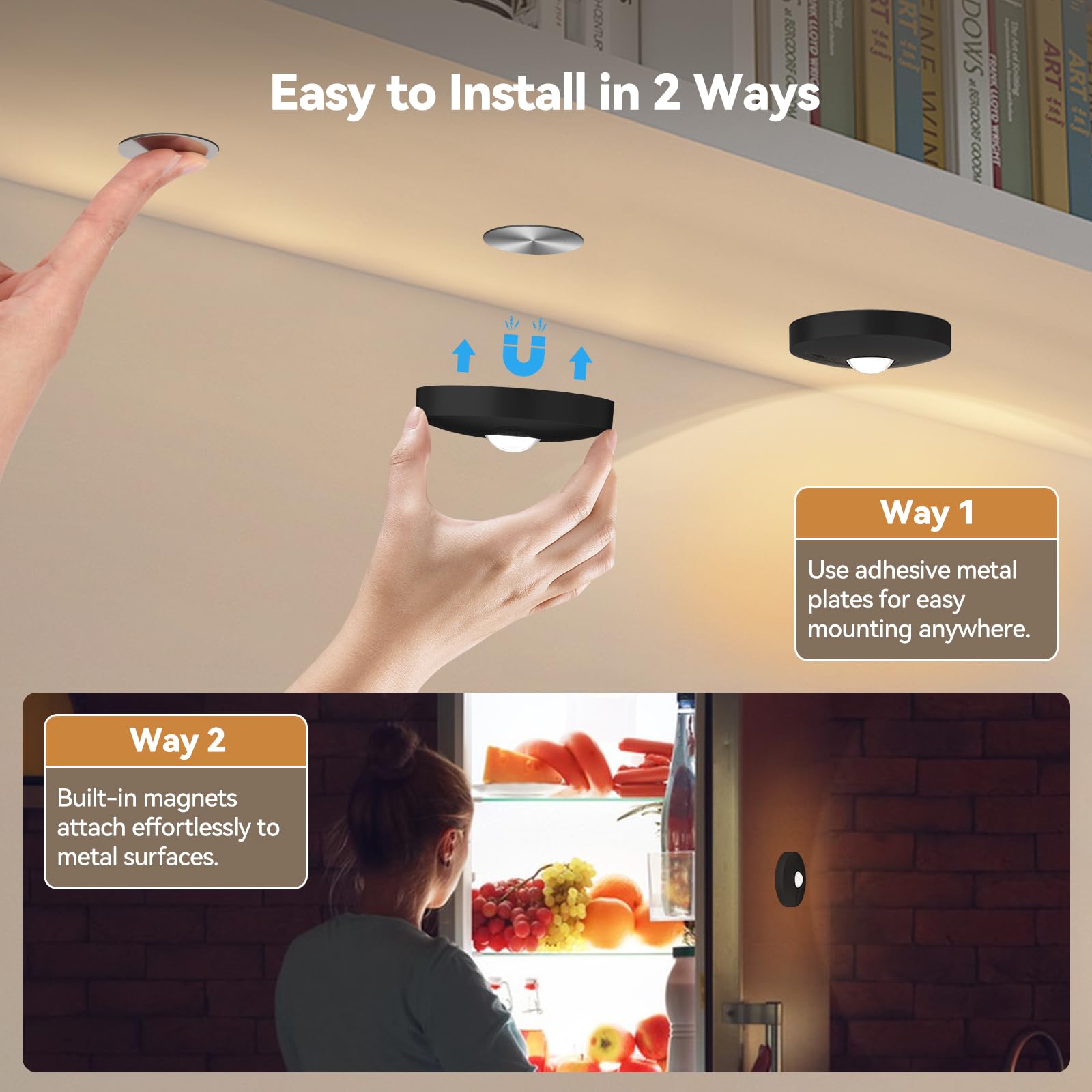 Yiliaw Rechargeable Puck Lights With Remote & Motion Sensor – Under Cabinet Lighting In 19 Colors, Timer, Group Control, 1200mAh Battery, 3-Pack For Kitchen, Closet, Stairs
