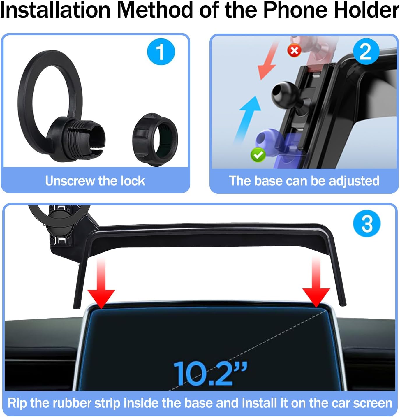 Magnetic Car Phone Holder for Chevrolet Suburban/Tahoe/GMC Yukon 2024 2023 2022 2021 [Fit 10.2-Inch Screen] Car Phone Mount Compatible with MagSafe Accessories
