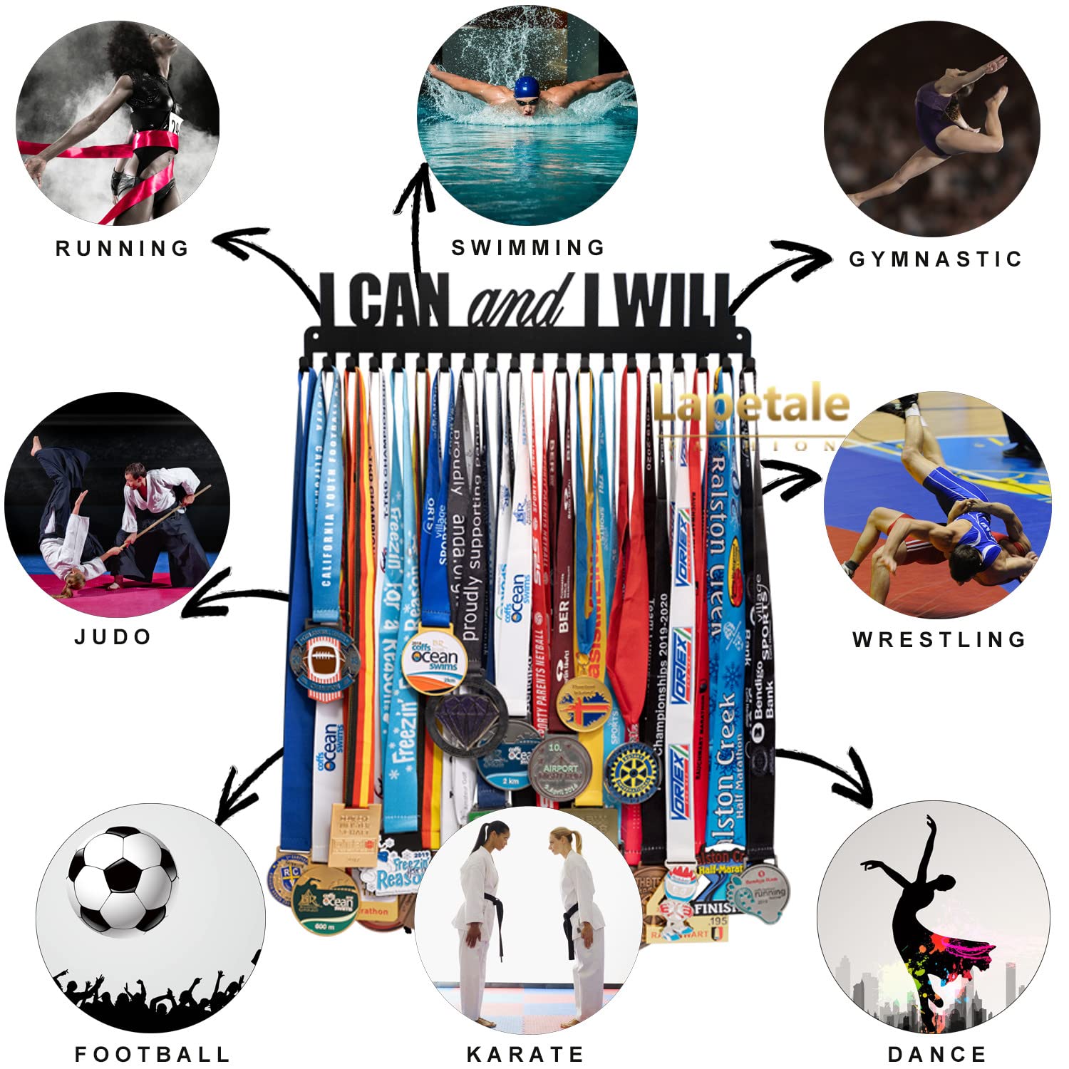 Lapetale ファッションメダルハンガーホルダー ディスプレイ ウォールラック フレームシェルフ 16インチ ロングメダルハンガー 賞 リボン チア 体操 サッカー ソフトボールホルダーディスプレイ カスタムラック スポーツメダル用 取り付け簡単 Amazon | Lapetale ファッションレーススポーツマラソンメダルホルダー