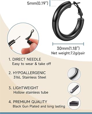 PROSTEEL Chunky Hoop Earrings for Women 14K Gold Plated/Black/Silver