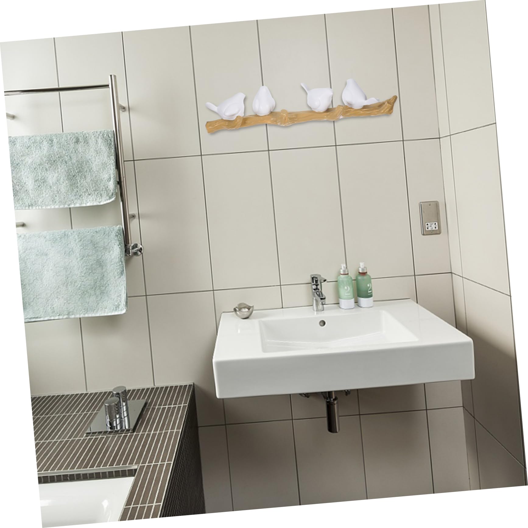 OUNONA Appendiabiti da Muro con Design Decorativo Uccelli su Ramo Gancio Portachiavi per Ingresso Bagno e Corridoio Facile da Installare per Cappotti e Borse