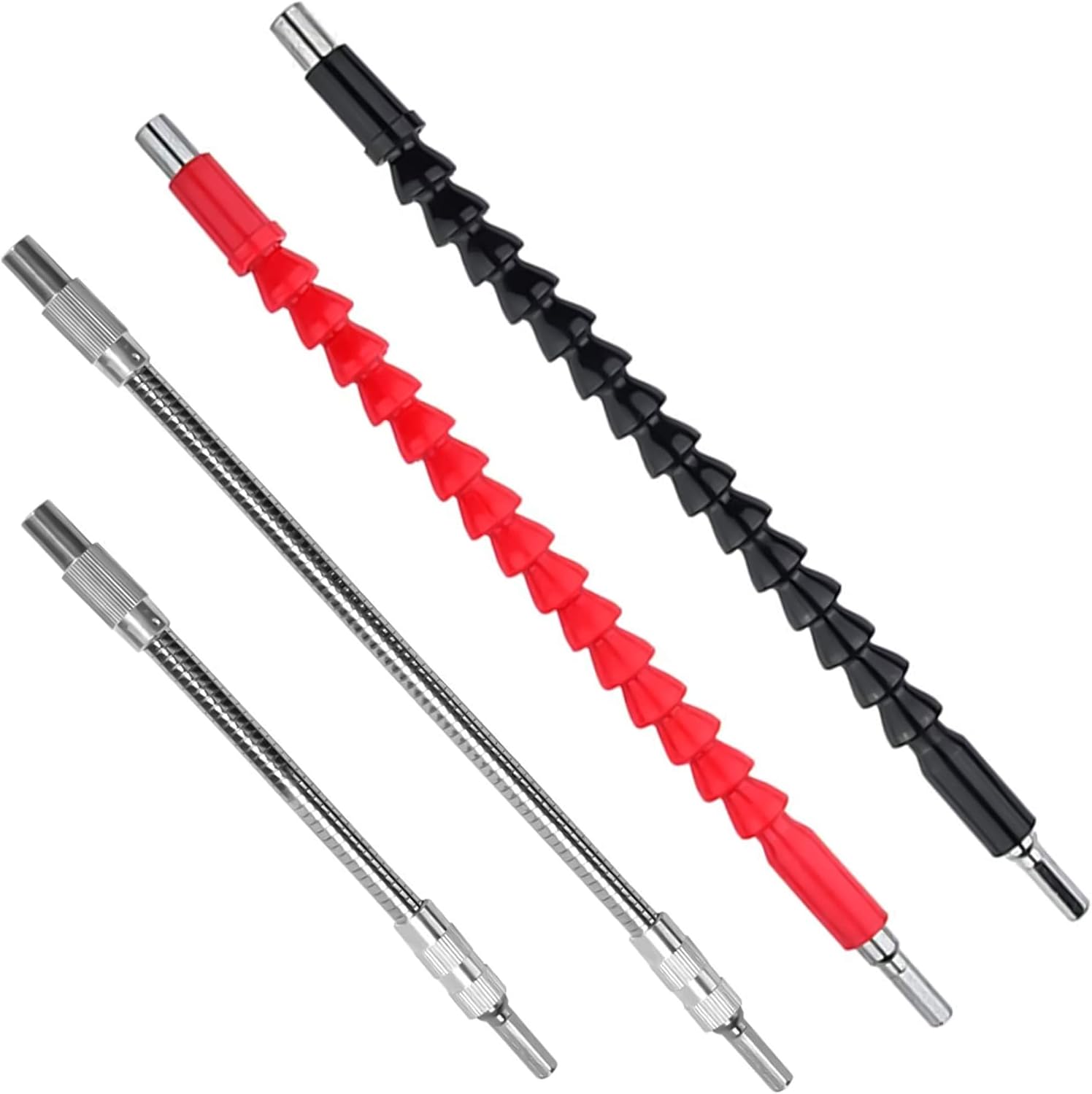 qipuneky 4pcs, Flexible Drill Bit Extension,Screwdriver Soft Shafts,Flexible Screwdriver,Magnetic Flexible Hex Extension Screwdriver Bits Soft Shaft,for Electric Drill