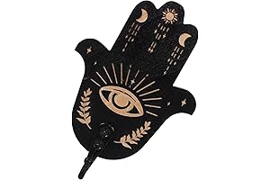 Wooden Hamsa Hand Key Holder: Celestial Charm for Spiritual Spaces