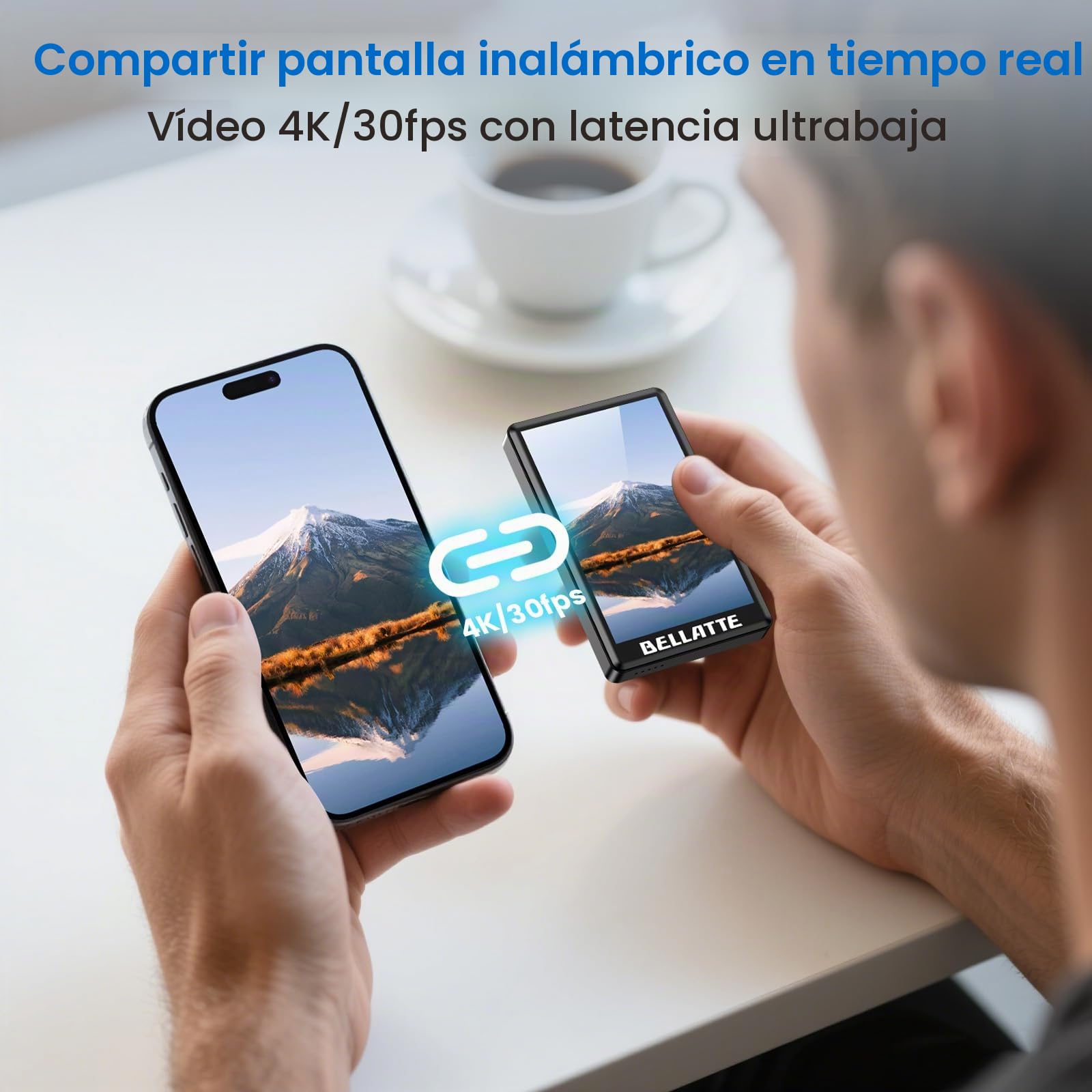Vlog - Pantalla de Monitor Selfie para iPhone y Android, grabación 4K 30fps, Espejo de Pantalla inalámbrico, Altavoz Integrado, Soporte magnético y Control Remoto para vlogging, transmisión