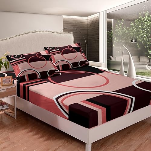 Vista 100 de Juego de sábanas modernas de tamaño Queen, color amarillo, gris y negro, juego de sábanas geométricas a rayas para niños, niñas, niños y Multi 039