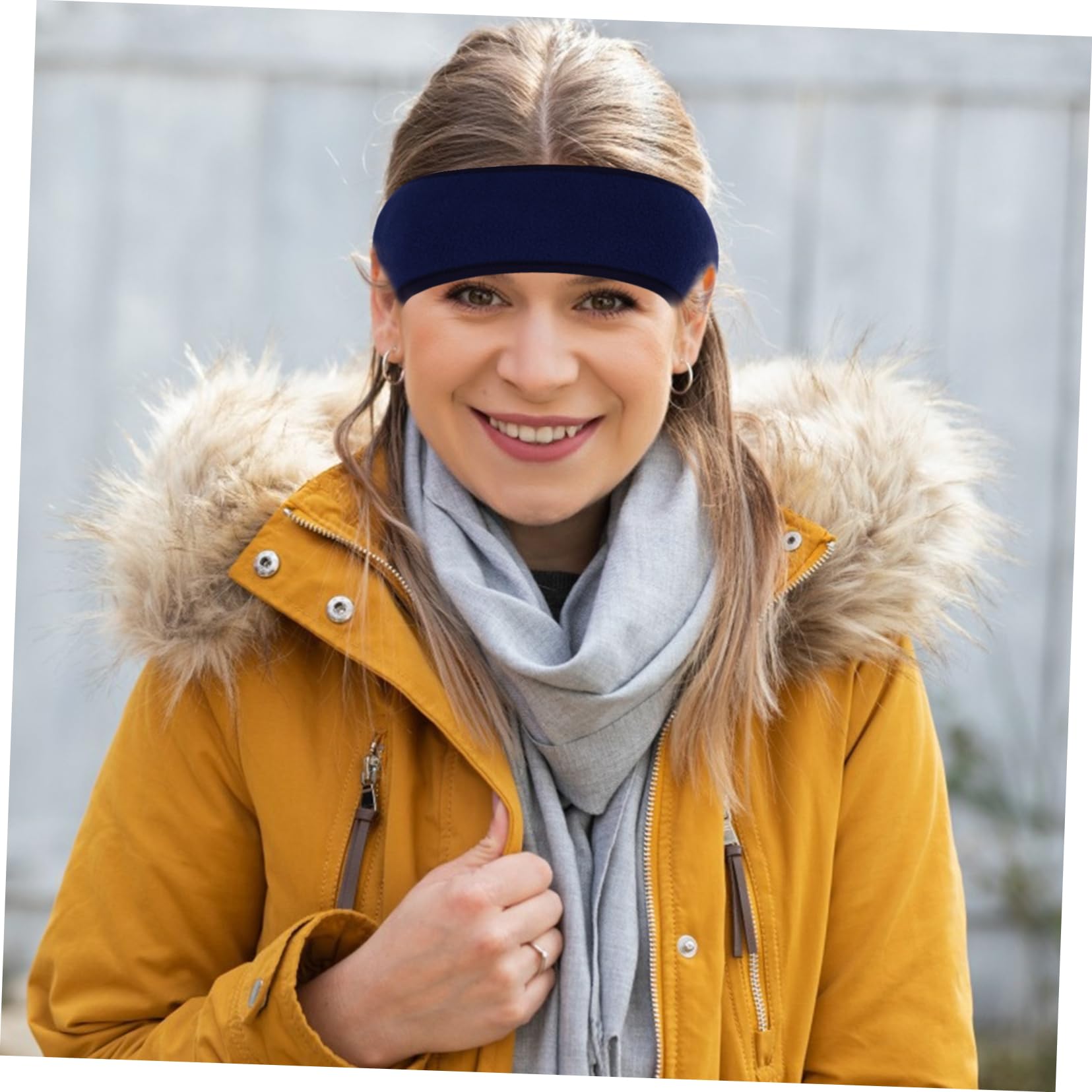 DECOMELODY Unisex Winter Warm Headband Fleece Ear Warmer for Running Yoga Cycling and Winter Sports Elastic Button Design for Secure Mask Attachment