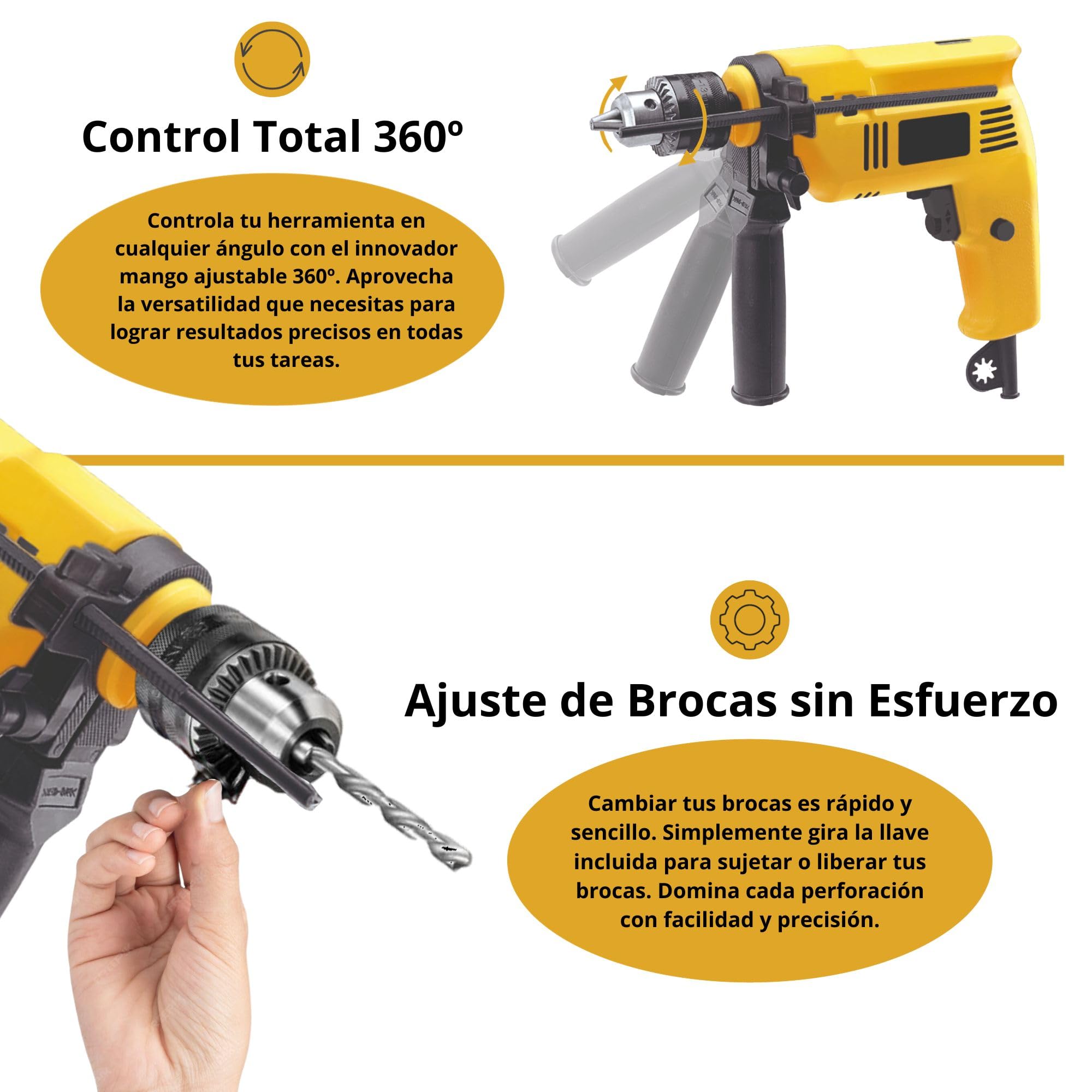 9&1 - Broca percutor com cabo de 500 W, velocidade variável até