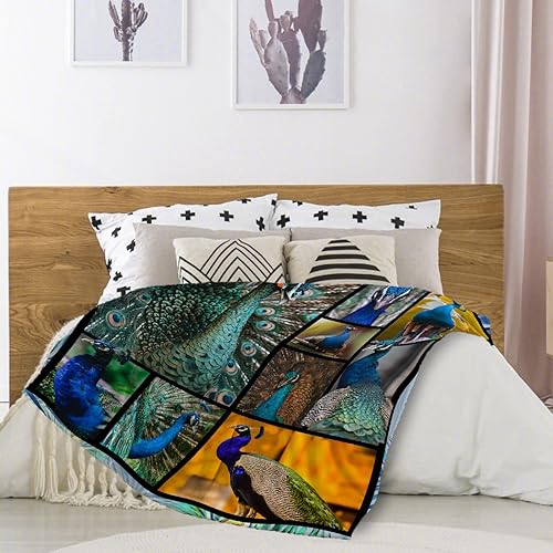 Miniatura 7 de Manta de pavo real, manta divertida de animales de pavo real, manta de felpa para niños pequeños utilizada para la cama y el sofá, ligera,