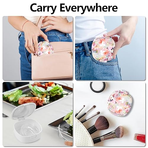 Miniatura 6 de Estuche para Retenedor, Estuche para Dentadura Postiza, Protector Nocturno, Protector Bucal con Espejo y Orificios de Ventilación, Flor Rosa