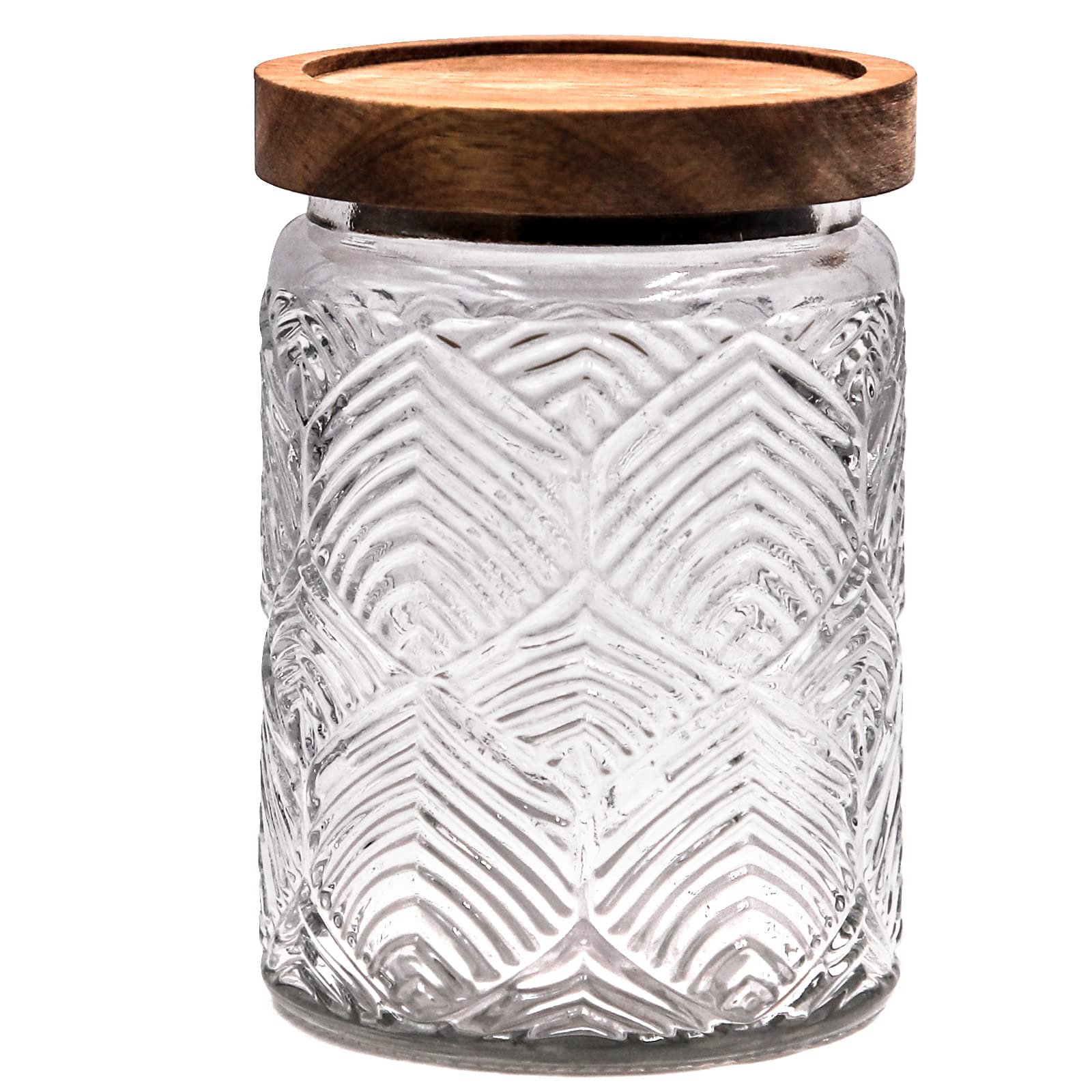 TOSSOW Glass Storage Tank, Glass Jar with Lid 700ML Glass Food Storage Jars Airtight with Lids for Coffee, Rice, Sugar, Beans Food Jar for Home and Kitchen (Fan-shaped)