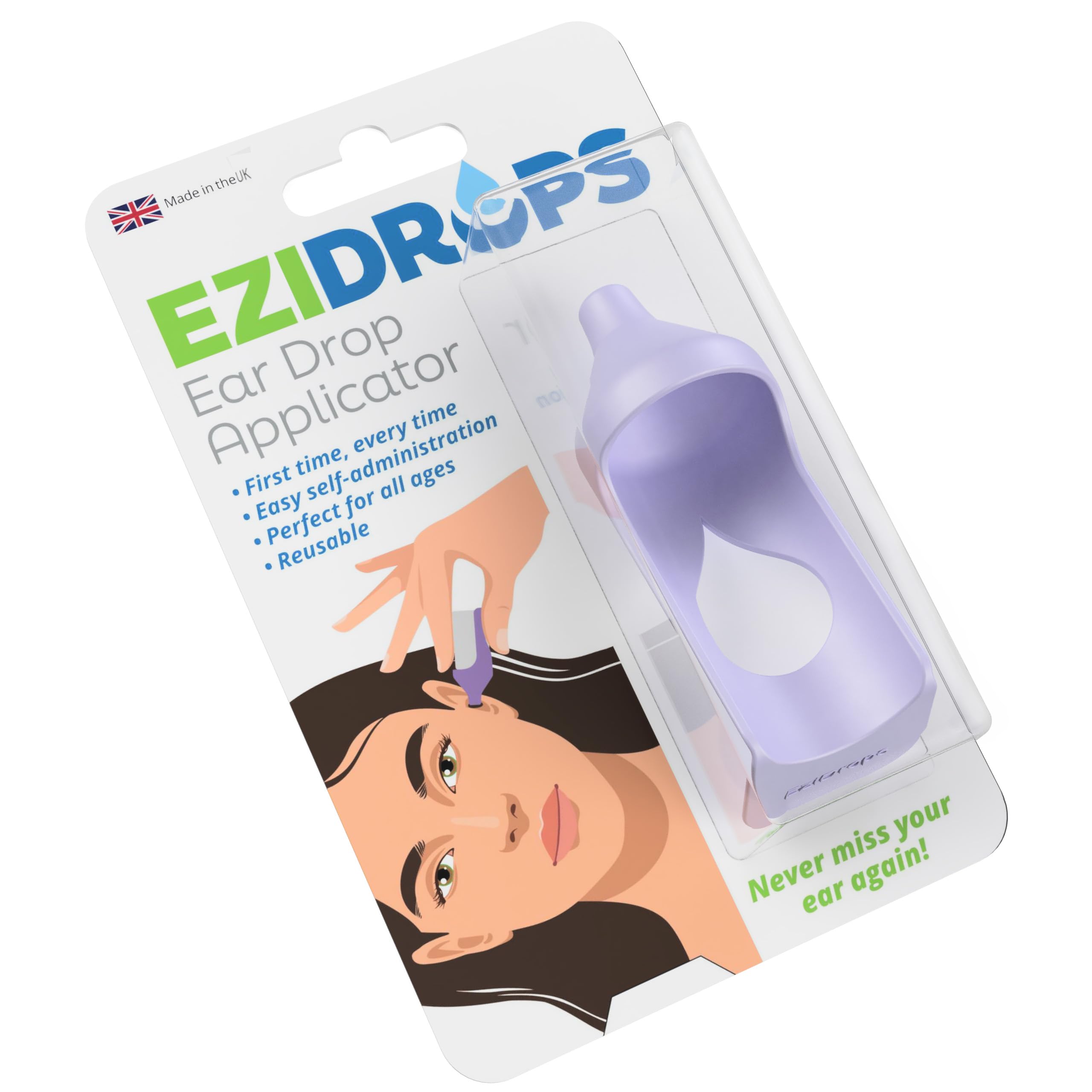Ear Drop Applicator Aid - Helps Precise Application Directly Into The Ear Canal - Suitable with Almost Any Standard Ear Drops Bottle - Portable & Reusable Ear Cleaning & Medication Tool