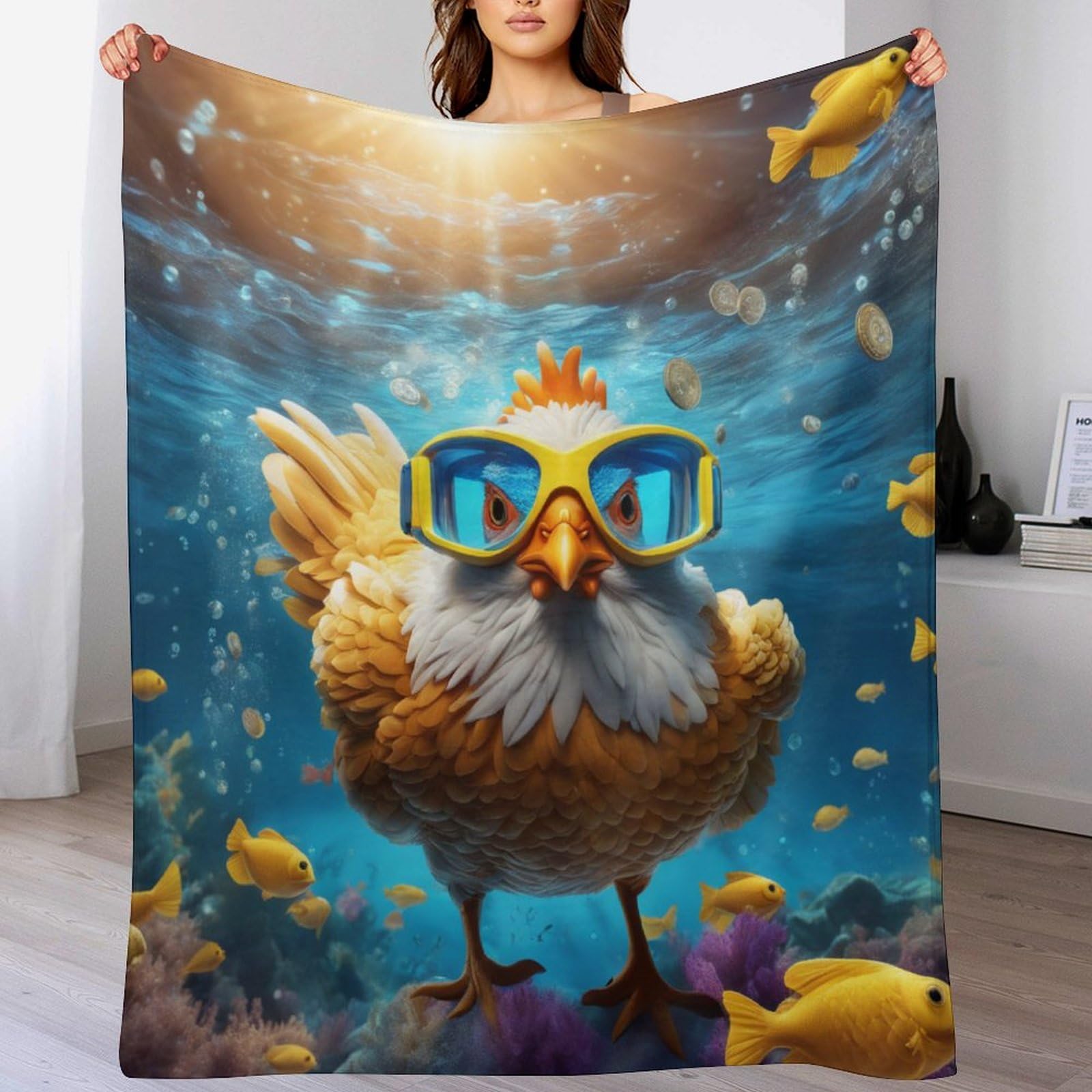 Couverture jeté flannel poulet contre le froid sur votre canapé