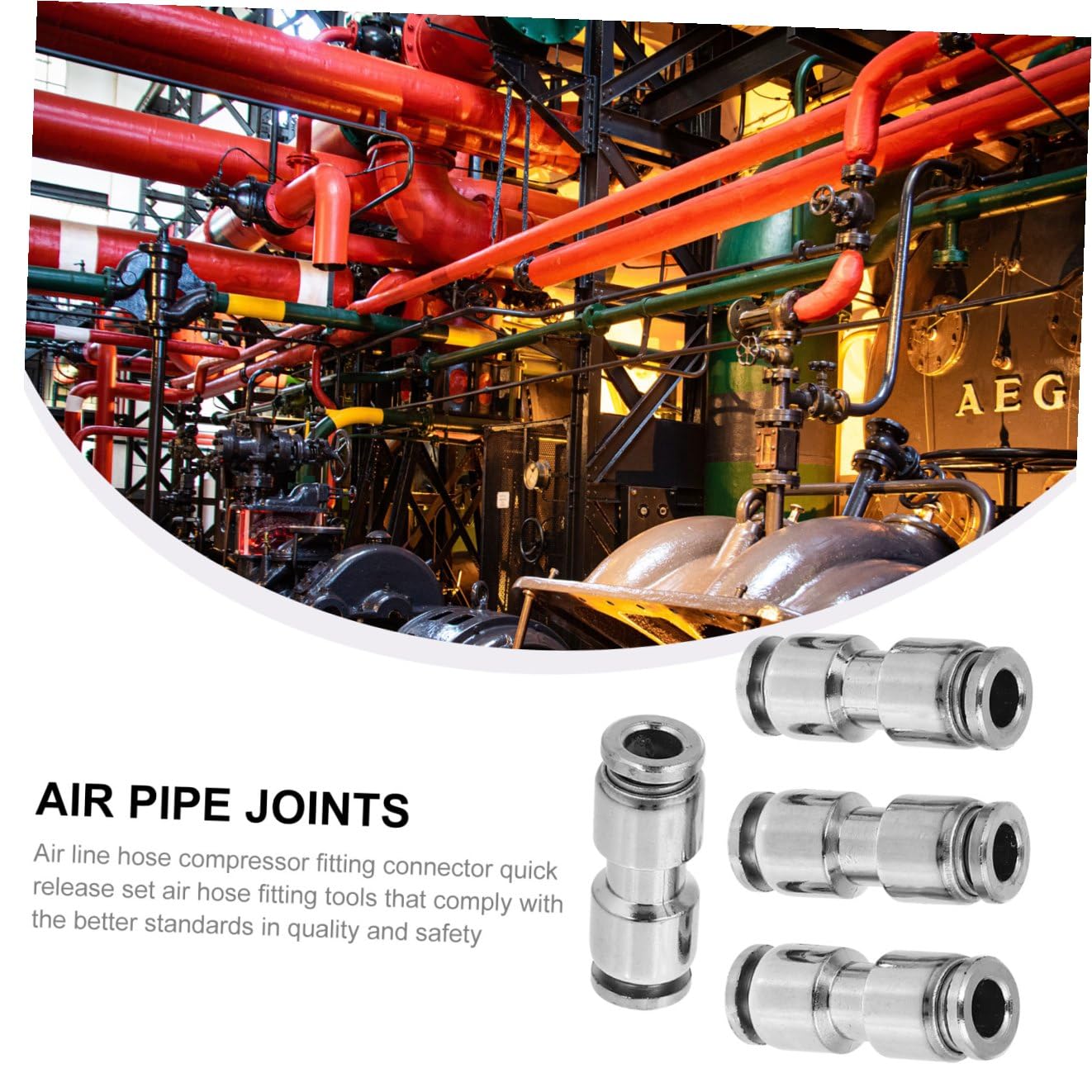 SHINEOFI 2 Set Raccordi Per Tubo Compressore Acciaio Inossidabile Connettori Per Pneumatici E Macchine Ad Aria 4 Pezzi*2