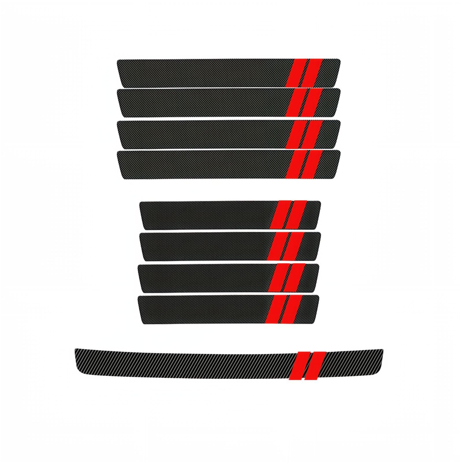 WENINETIES 9Pcs Car Door Sill Protector Guards for Peugeot 3008 E3008 P64 2024 2025, Auto Door Entry Pedal Plates Durable Scratch Covers Premium PU Leather,Red