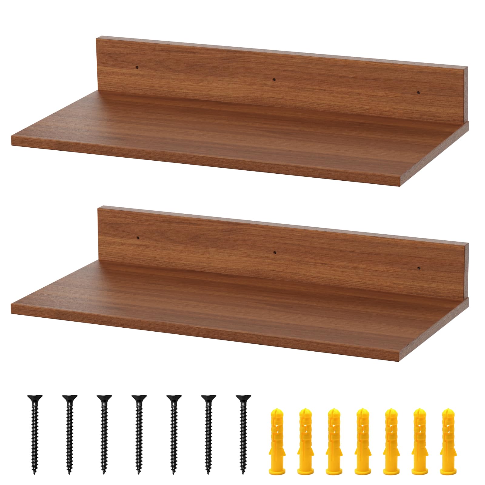 GOFOWRK Floating Shelves for Wall, Wall Shelves Wall Mounted Wood Shelves Book Shelves for Bathroom, Bedroom, Living Room, Kitchen Storage and More(2 Pack, 43 x 21 cm)