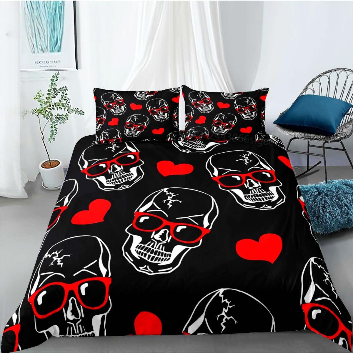 Housse de couette tête de mort zippée pour simplifier le lit de votre ado
