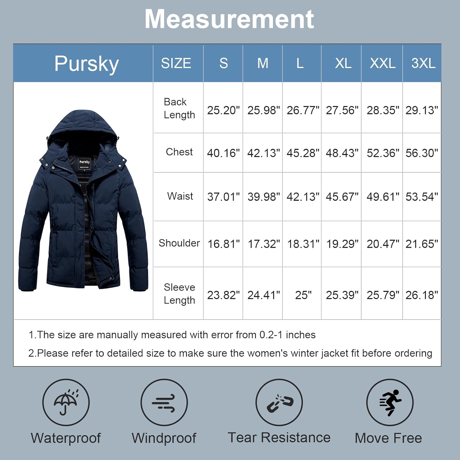 Pursky Women's Warm Winter Thicken Coat Waterproof Cropped Jackets Parka With Removable Hood - Image 7