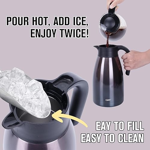 Miniatura 25 de Jarra térmica de acero inoxidable para café, termo de doble pared sellado al vacío, 12 horas de retención de calor Negro