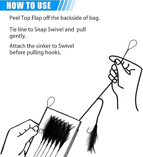 Miniatura 4 de Kit de aparejo de cebo de pesca, aparejo de plumas de caballa para señuelos de pesca, anzuelos de perca, señuelo de arrastre con ganchos de púas