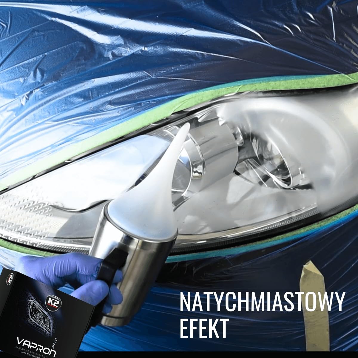K2 Vapron Kit de Restauración de Faros – Reparación Profesional sin Desmontaje – Elimina Opacidad, Arañazos y Amarilleo – Incluye Líquido Restaurador y Accesorios