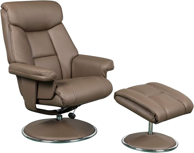 GFA Biarritz Plush Swivel Recliner Chair & Matching Footstool In