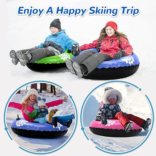 Miniatura 7 de 47" 1Pack  36" 3Pack Snow Tubes, Inflatable Snow Sled for Kids & Adults, Thickened Heavy Duty Hard Bottom Snow Sleds with Handles, Winter Outdoor