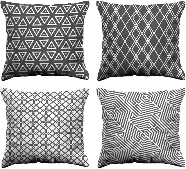 BEDBRIC Cushion Covers Set of 4 (45 x 45 CM). Washable Decorative Throw Pillow Covers with Hidden Zipper. Grey Cushion Covers for Sofa, Bedroom, & Couch. Adoring Sofa Cushion Covers