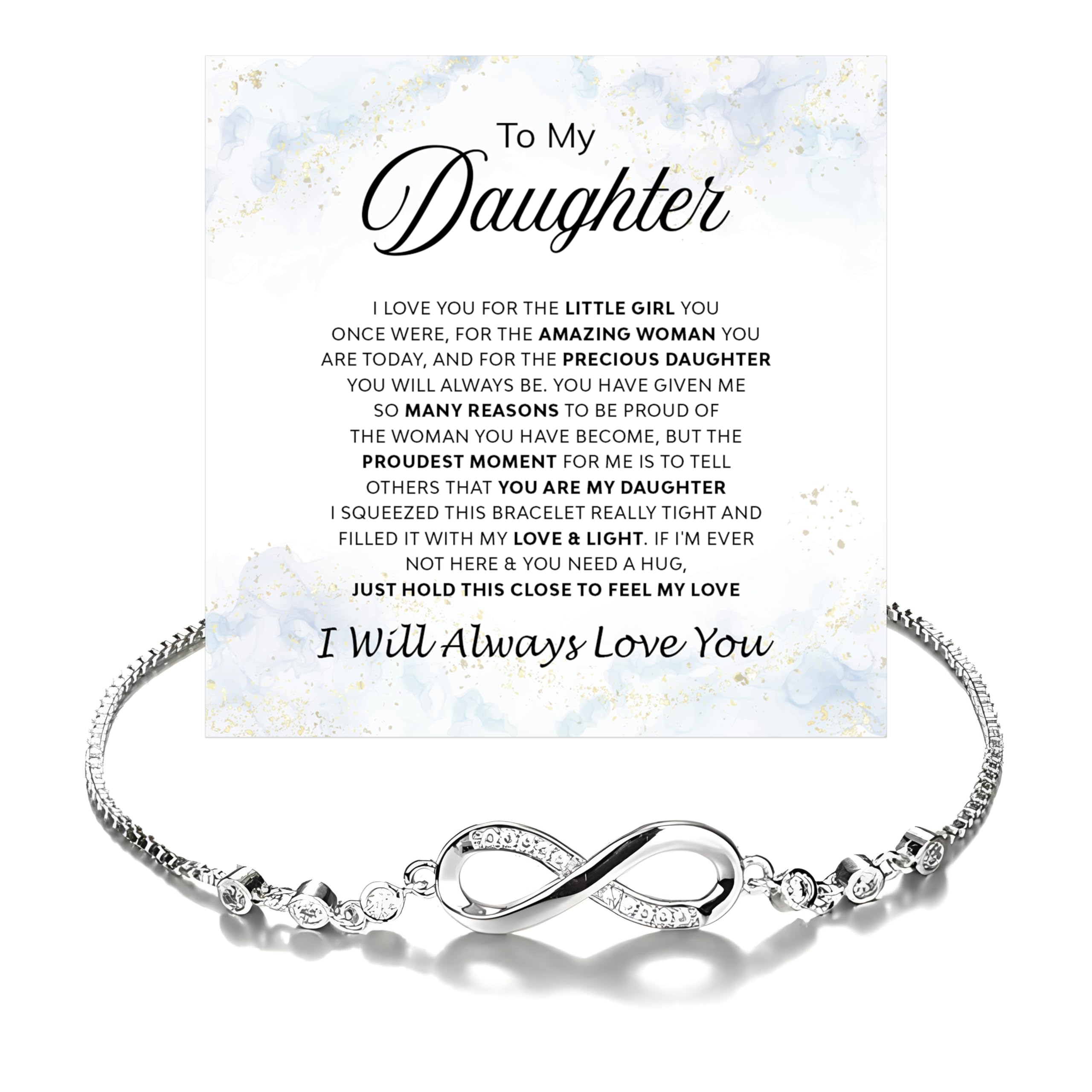 To My Daughter Bracelet, Gift from Mom or Dad, Meaningful Jewelry Keepsake for Her, Inspirational Message Bracelet, Parent to Daughter Gift for Birthday, Graduation, Christmas or Special Occasion