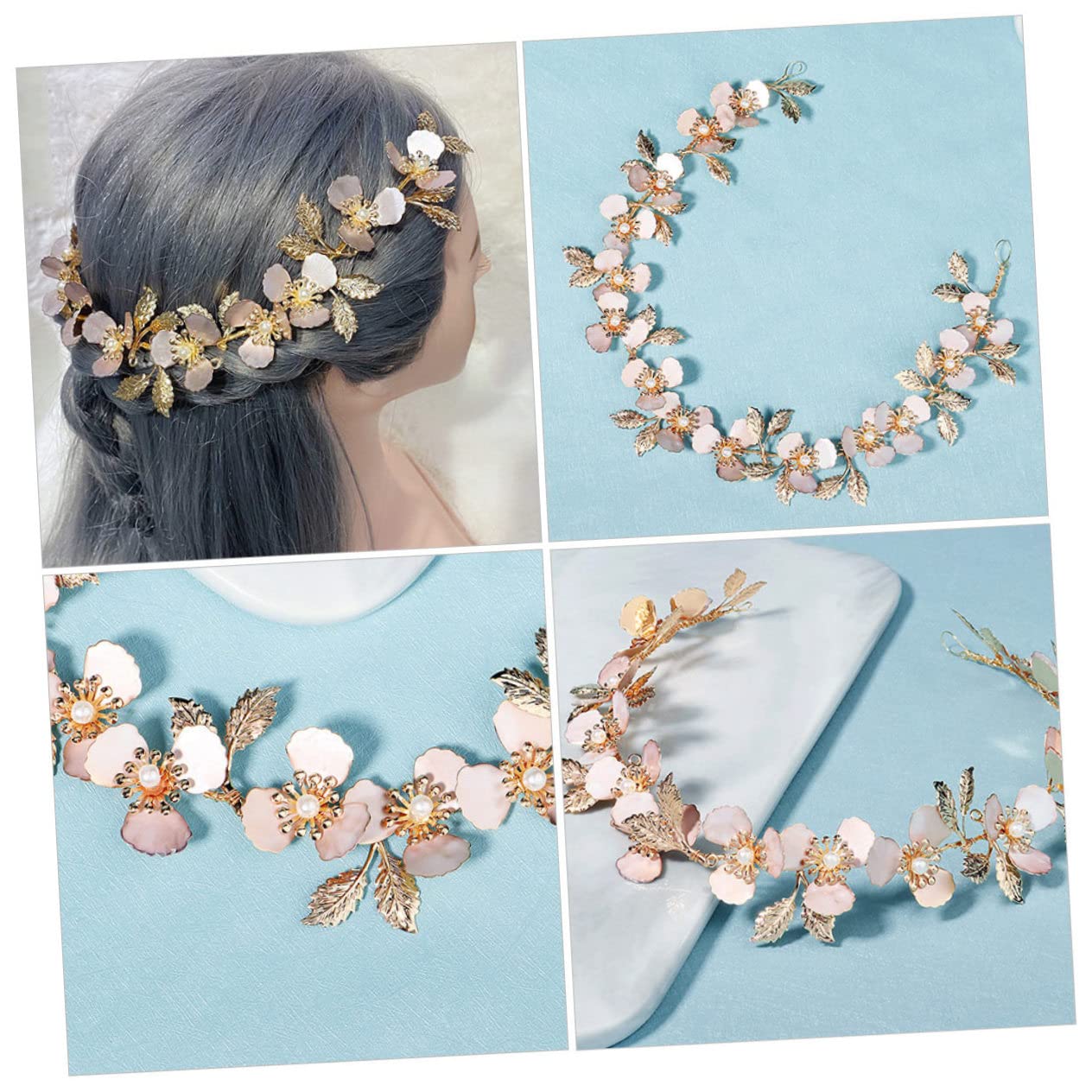 FOMIYES 3piezas Accesorios Cabello De Novia Perlas Tocado Floral Elegante Para Bodas Especiales Decoración Cabello De Novia
