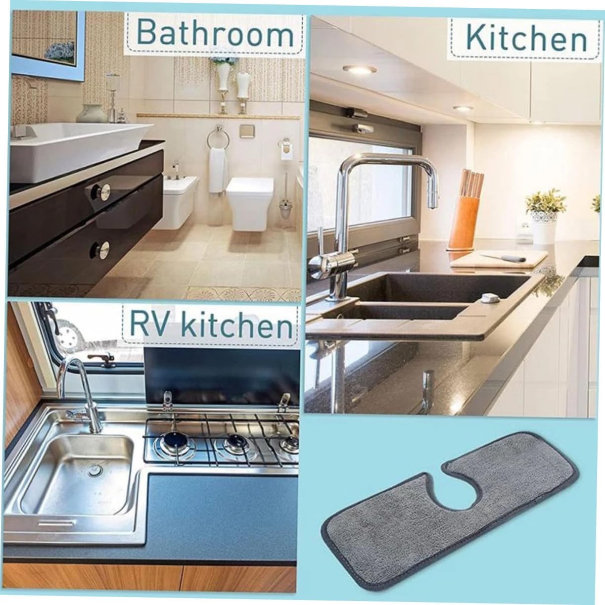 Garneck 4pcs Faucet Sink Drain Mat Kitchen Splash Guard Mat Absorbent Pad for Water Basin