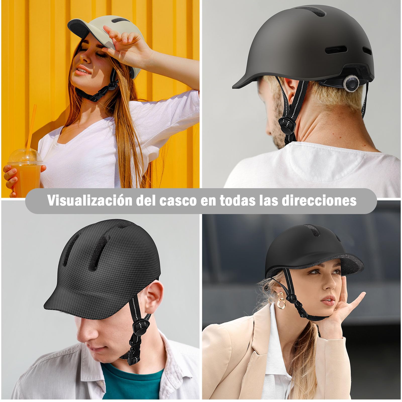 KINGLEAD Casco de Bicicleta, Casco Urbano Commuter, Elegante Casco de Bicicleta para Hombre y Mujer, para Ciclismo, Trekking, Ciudad, Scooter, Casco Ajustable