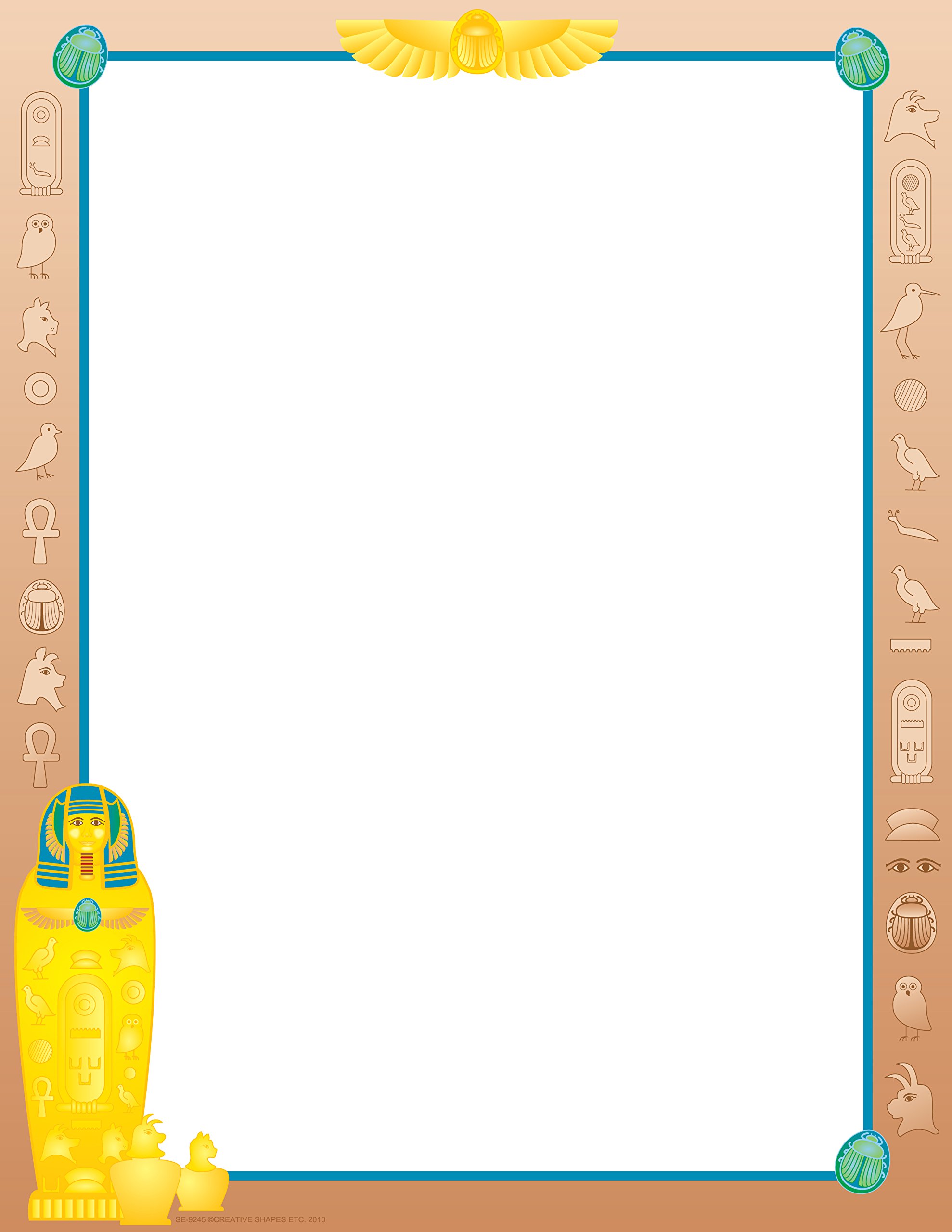 Designer Paper - Egyptian - 50 Sheet Pkg. Great for Flyers, Writing Classroom and Social Studies Letters, Motivation, Party Invitations, School Flyers or Office Notes, Invitations & Printing Supplies