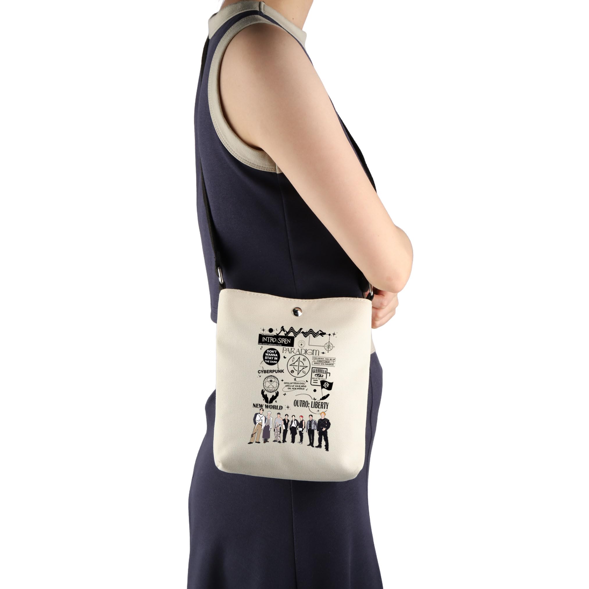 UJIMS K-POP Boy Group Gift Ateezz - Bolsa cruzada para fanáticos de los personajes de los fanáticos de la música, regalo inspirado en el álbum de cantantes, mercancía para amantes