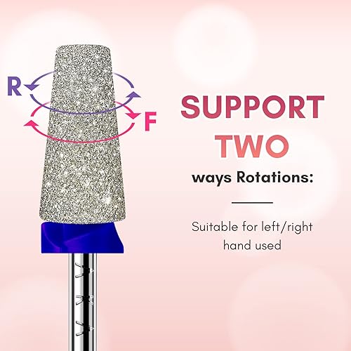 Miniatura 6 de Makartt Brocas eléctricas para uñas broca de lijado de diamante de carburo cónico para preparación de uñas, puntas de taladro mejoradas con dientes