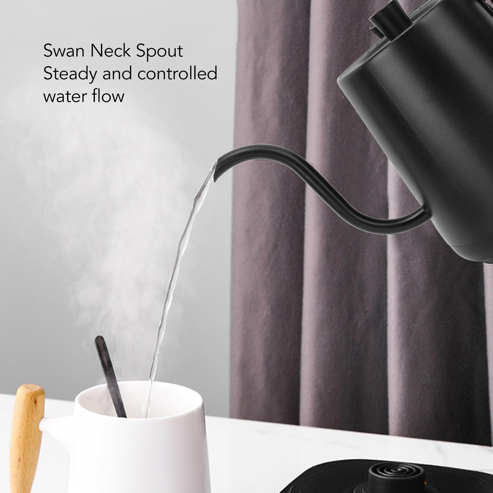 Hervidor Eléctrico con Cuello de Cisne, Inversor Inteligente No Tóxico, Temperatura Constante, Tetera Calentada de Gran Capacidad de 800ml para el Hogar (Enchufe europeo 220V)
