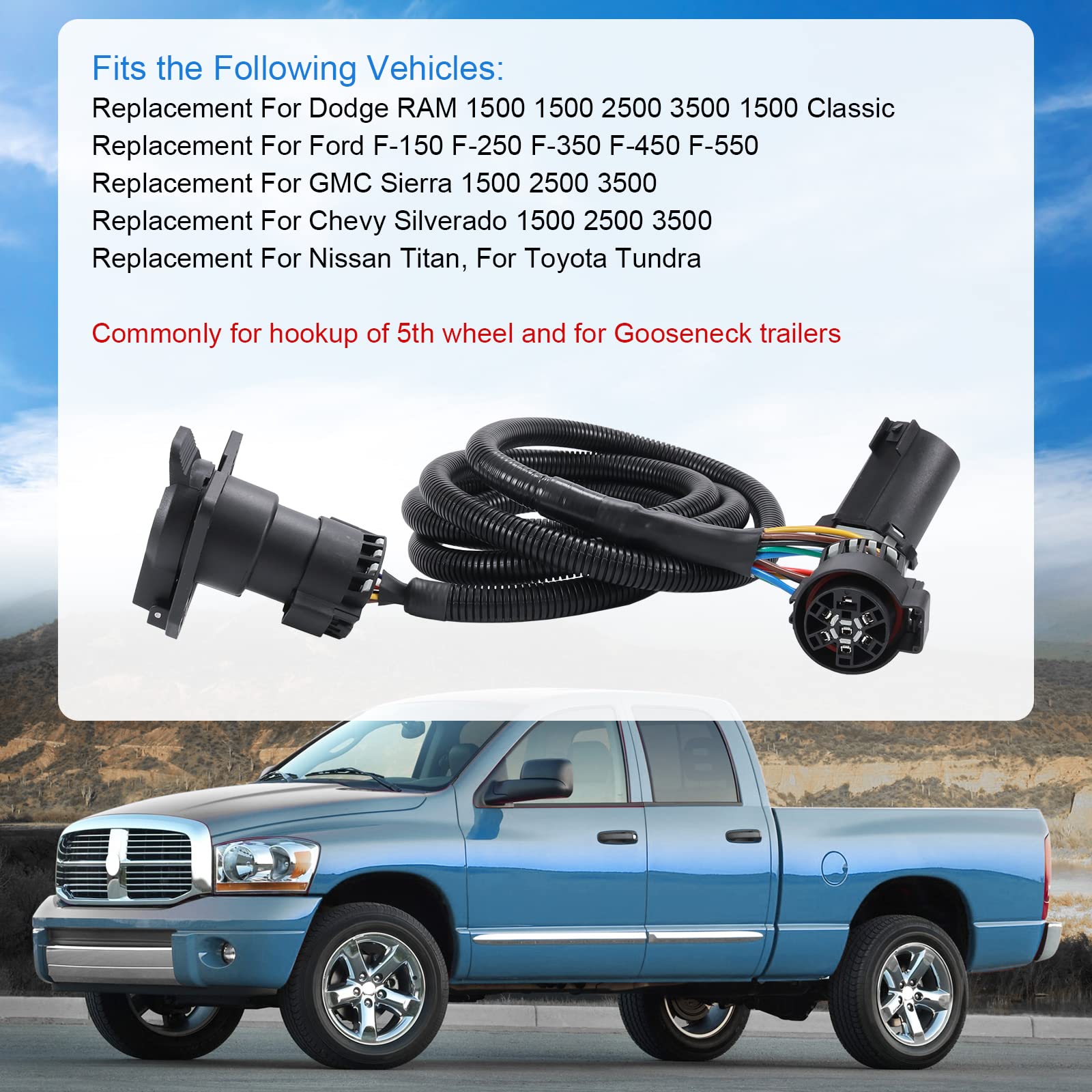 7Pin Trailer Wiring Harness Extension Connector Vehicle