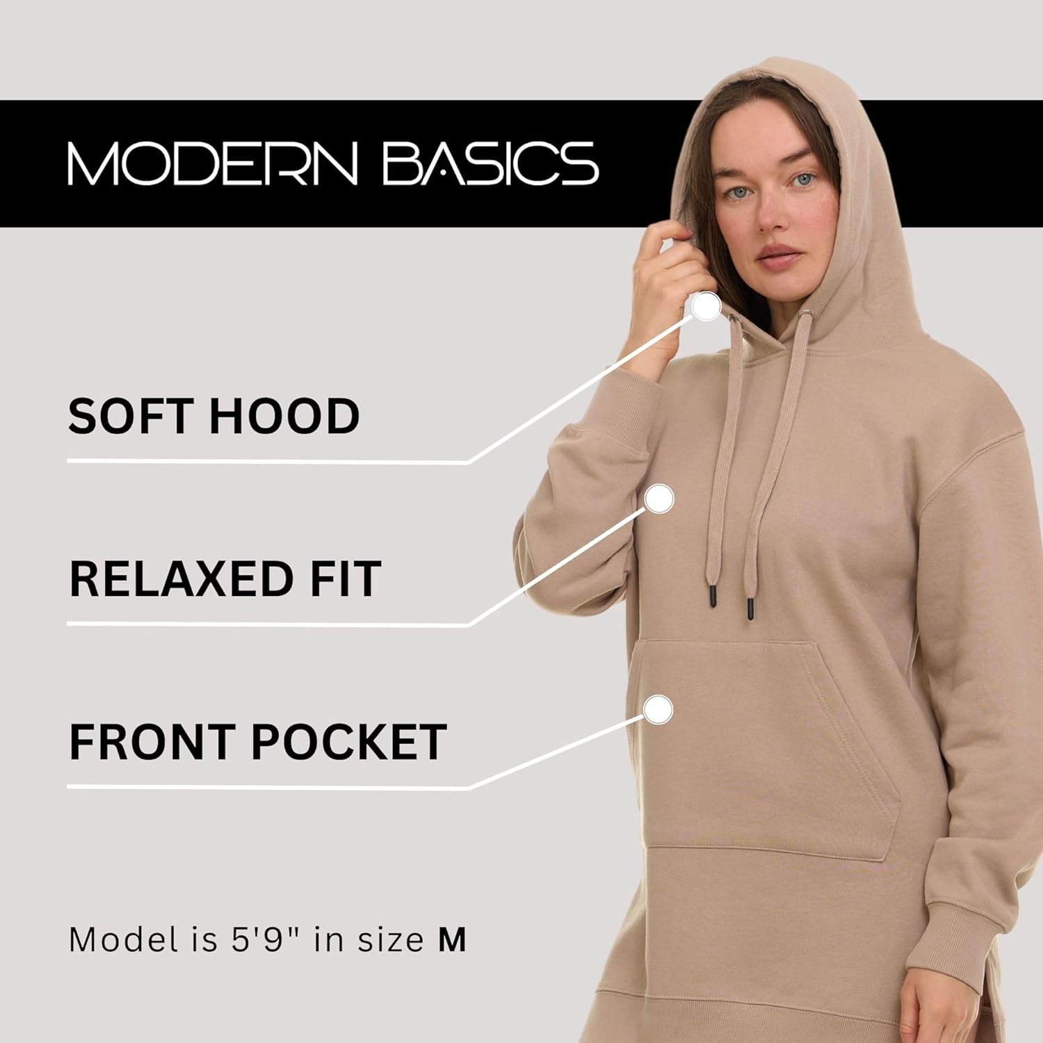 Hoodie Dress for Women – Trendy Pullover Long Fleece Oversized Sweatshirt Dresses for Women 2025 with Pockets, Split Hem - Image 4
