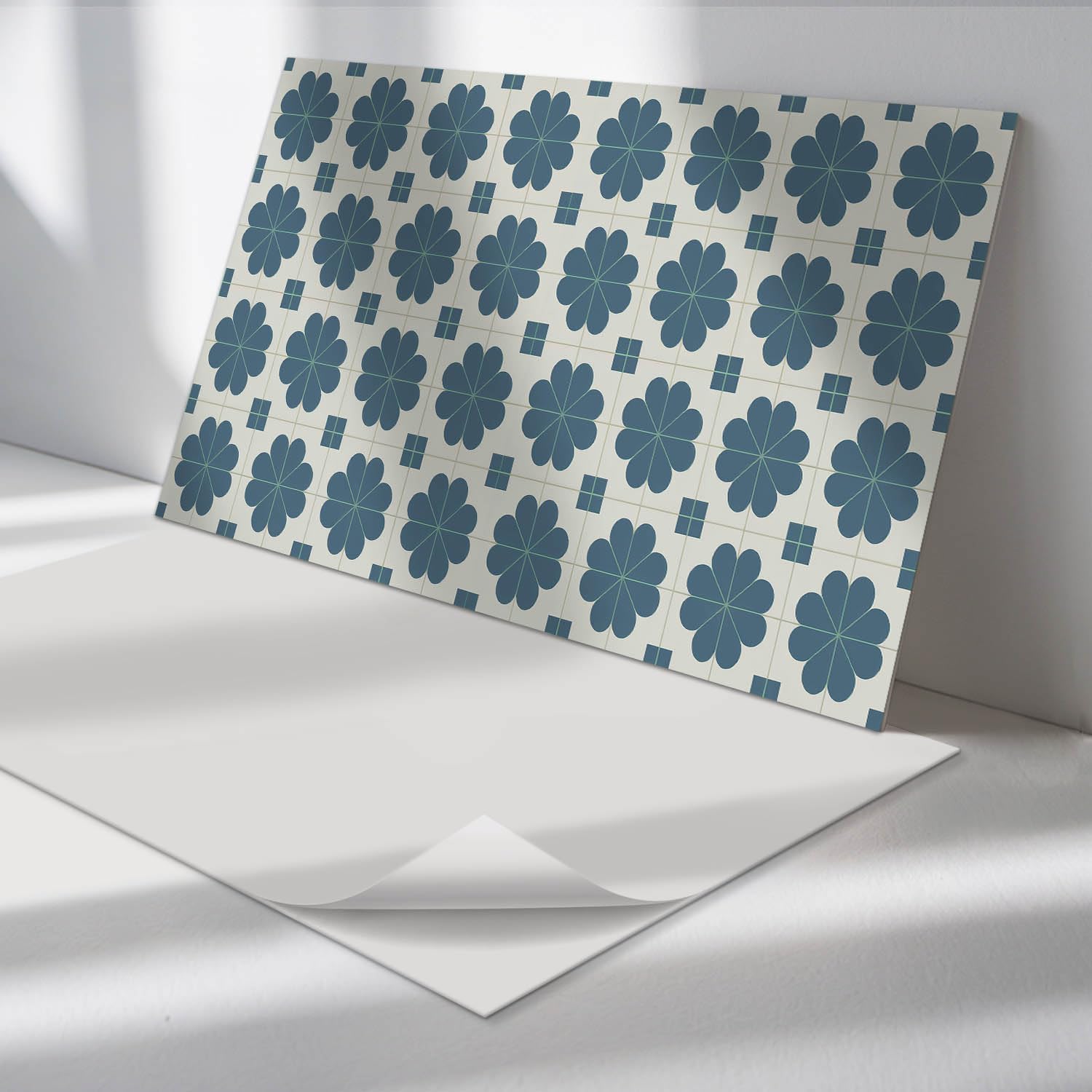 Pannelli Decorativi PVC 100x50 cm Durevole Design Impermeabile Aspetto Moderno Fondo Protettivo Facile da Pulire Cucina Paraspruzzi Autoadesivo - Motivo floreale a scacchi