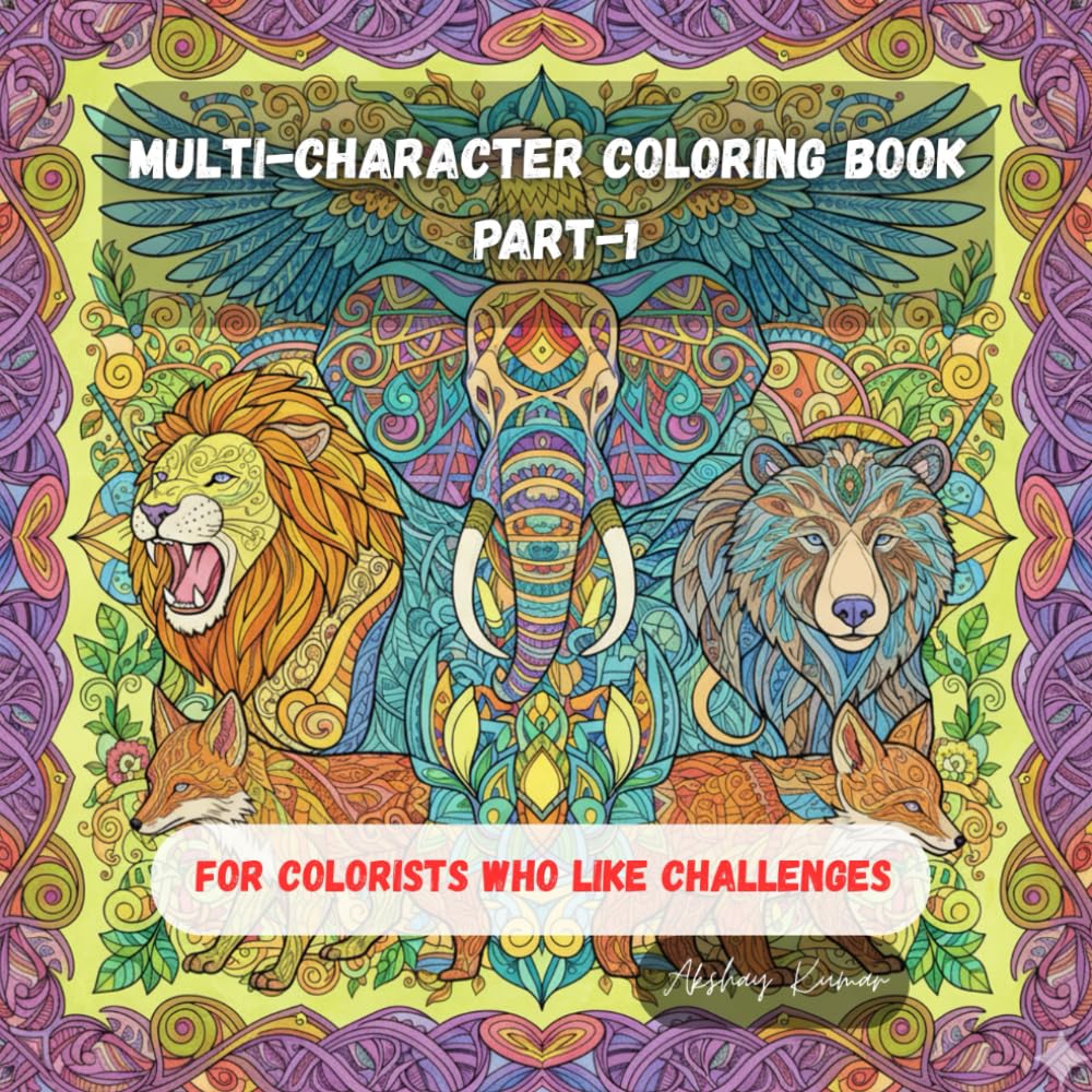 Multi-Character Coloring Book Part-1: For colorists who like challenges