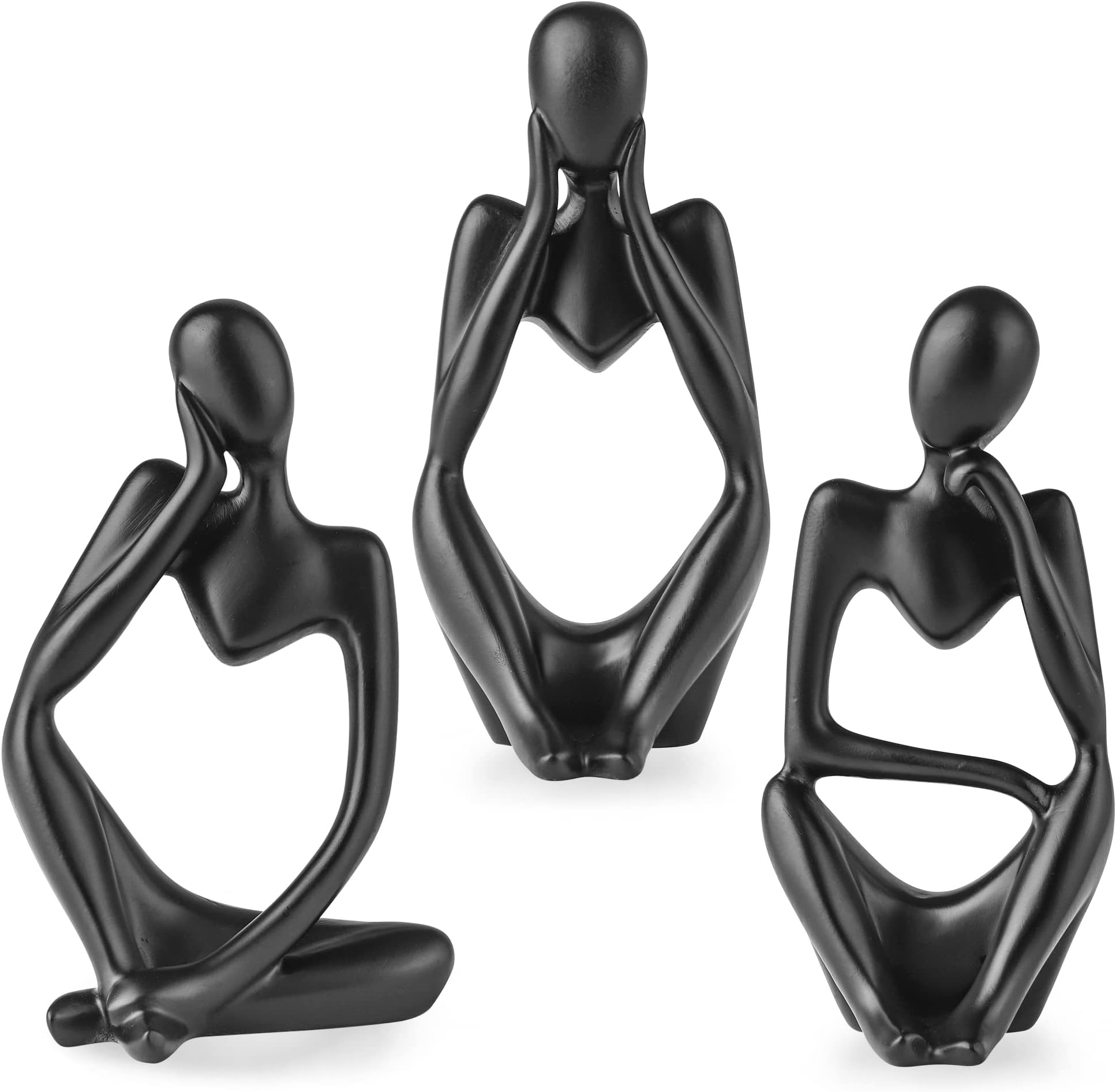 DDIKTH 3 Piece Black Decor Thinker Statue Abstract Art Sculpture Modernsculpture Black Resin Collectible Figurines for Home Living Room,Office Desktop Shelf,Cabinets Decoration,Christmas