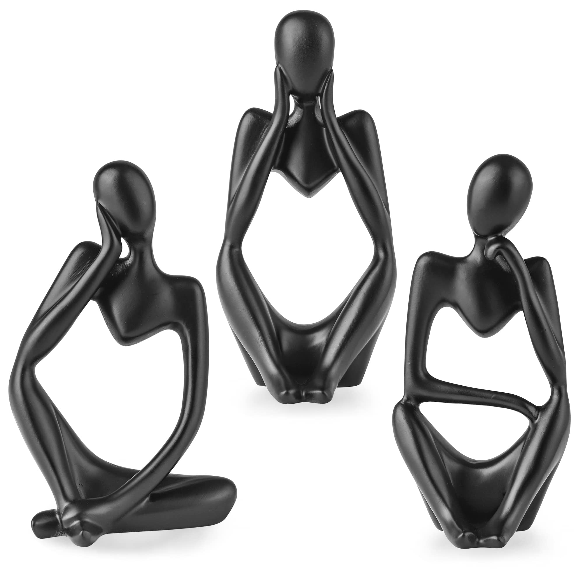 DDIKTH 3 Piece Black Decor Thinker Statue Abstract Art Sculpture Modernsculpture Black Resin Collectible Figurines for Home Living Room,Office Desktop Shelf,Cabinets Decoration,Christmas