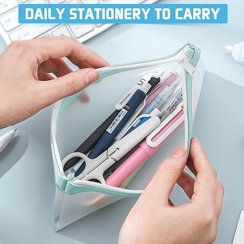 Miniatura 3 de Colorlife Bolsa para bolígrafos, paquete de 4 bolsas con cremallera, multifuncional, transparente, organizador de papelería, bolsa de almacenamiento