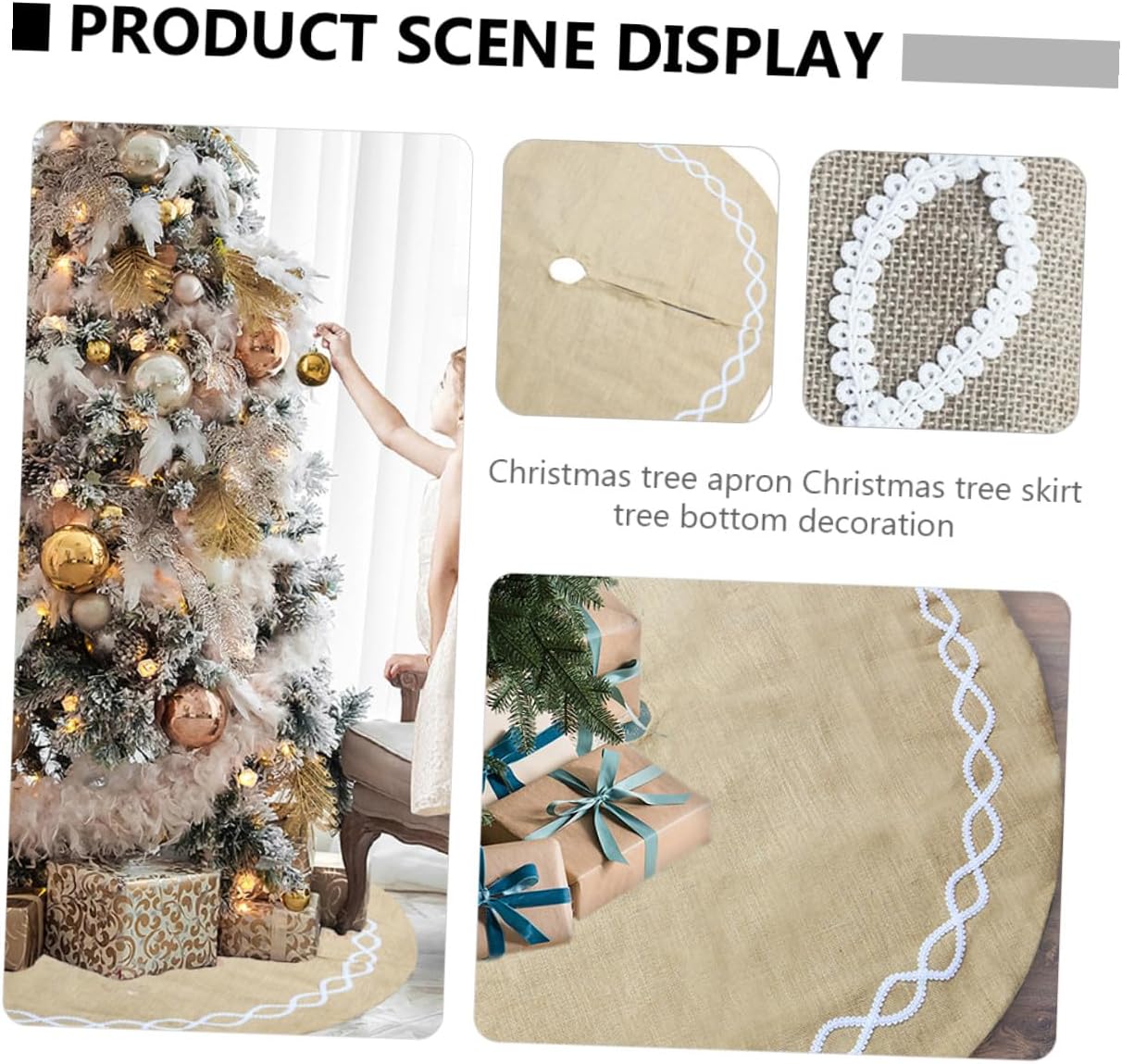 Christmas Tree Skirt Linen Bottom Skirt Xmas Tree Mat Festival Decoration Seasonal Home Decor
