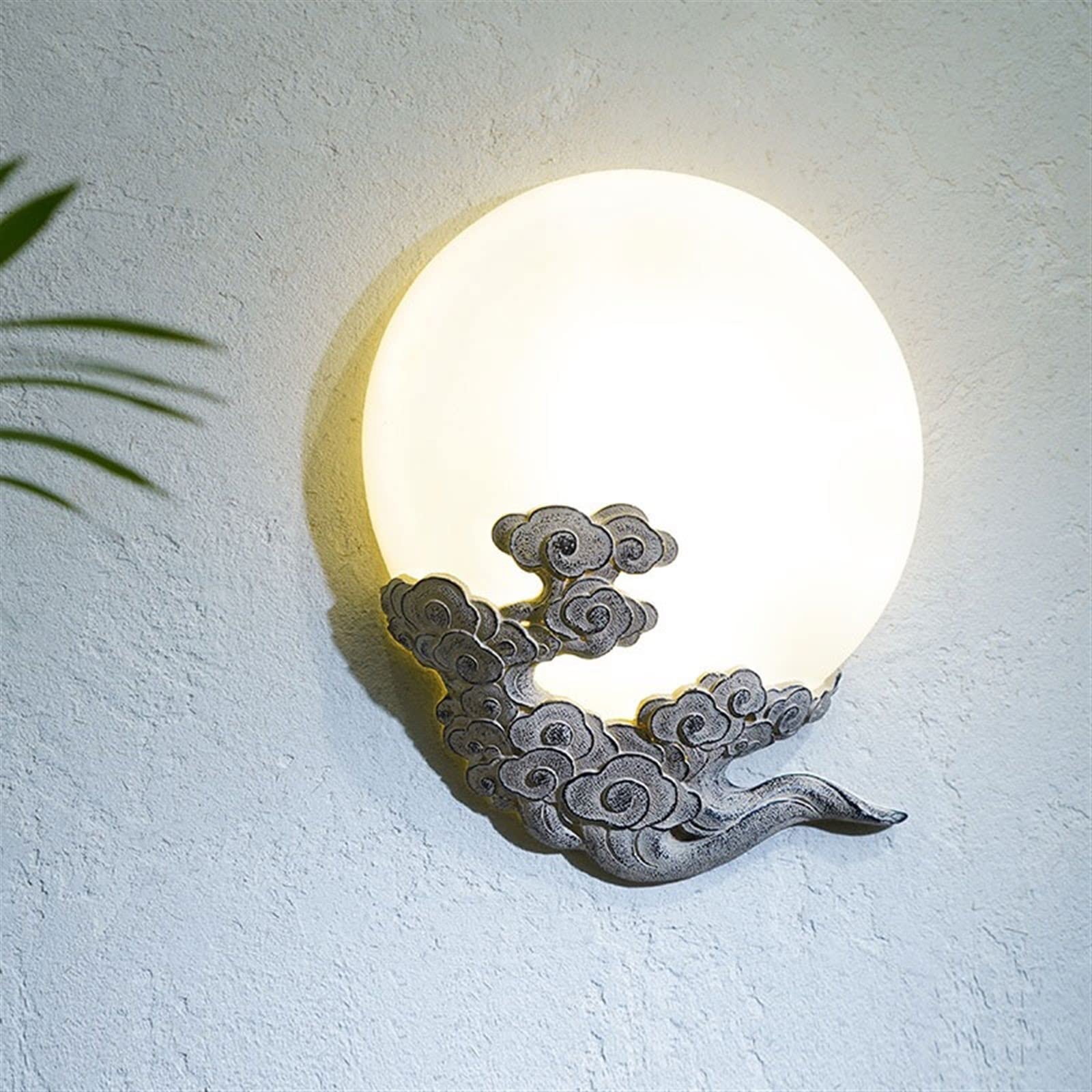Apliques de pared Lámpara de pared decorativa retro con forma nube auspiciosa, iluminación for pasillo y porche, lámpara resina