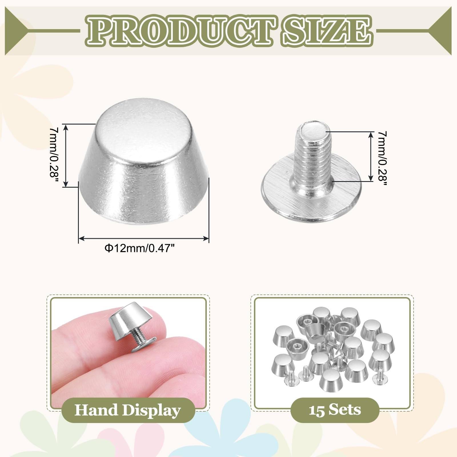 PATIKIL 12mm Screw Back Rivets Stud - Image 2